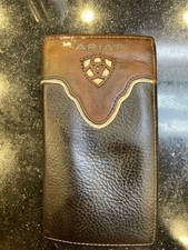 Ariat Leather Rodeo Wallet Bifold Brown 12 Card slots Good Condition