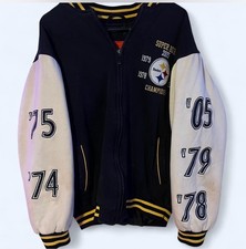 Black and White Steelers 2005 Super Bowl Jacket Men's L
