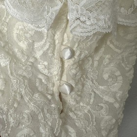 VTG Emil Bole Off White Ruffle Lace Lingerie Bodysuit Sz S Coquette Bridal