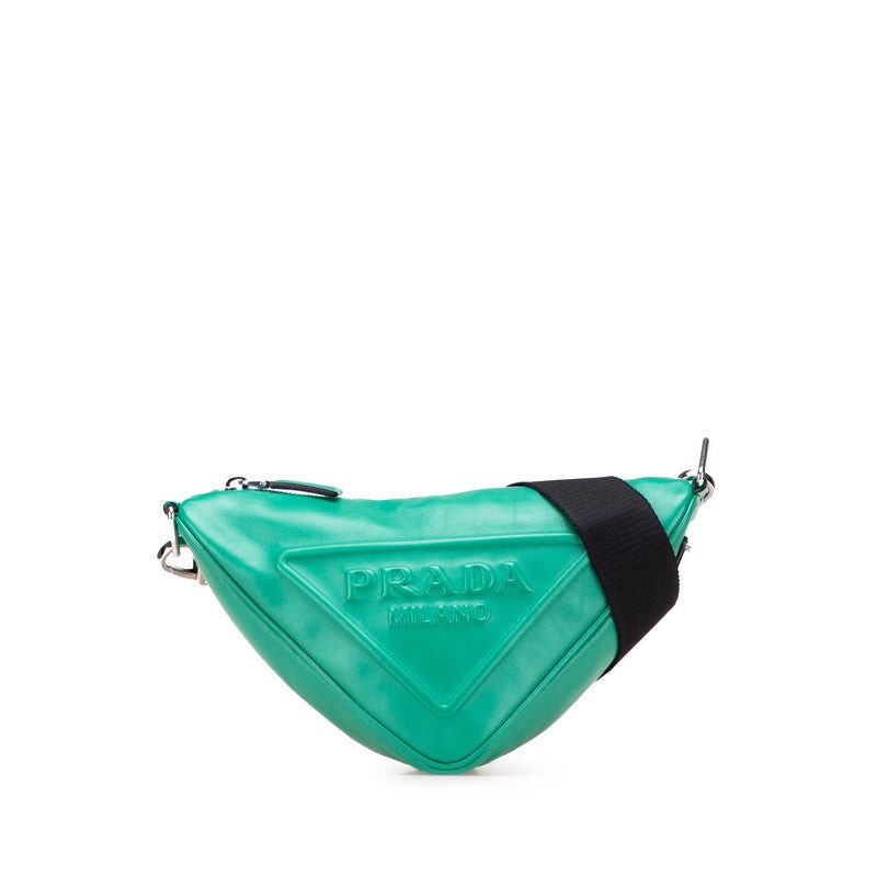 Prada Green Leather Triangle Shoulder Bag for Women