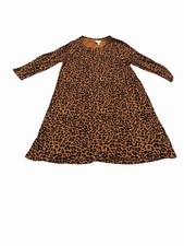 Time And Tru Leopard Print Midi Dress Large 3/4 Sleeve Rayon Spandex
