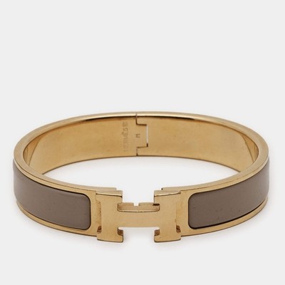 Hermes Clic H Beige Emaille Vergoldet Armband