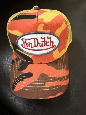 Von Dutch Adjustable Mesh Back Trucker Hat Camo  Multicolor Logo