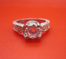 Lovely Vintage CZ Ring Sterling, pave' style, Engagement, Cocktail, sz 7.75