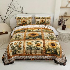 Sunflower Patchwork Quilt Bedding Set Queen Size for Girls and Kids,Sunflower...