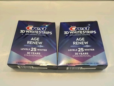 2 New Crest 3D Whitestrips Age Renew 25 Levels - 42 Strips Per Box