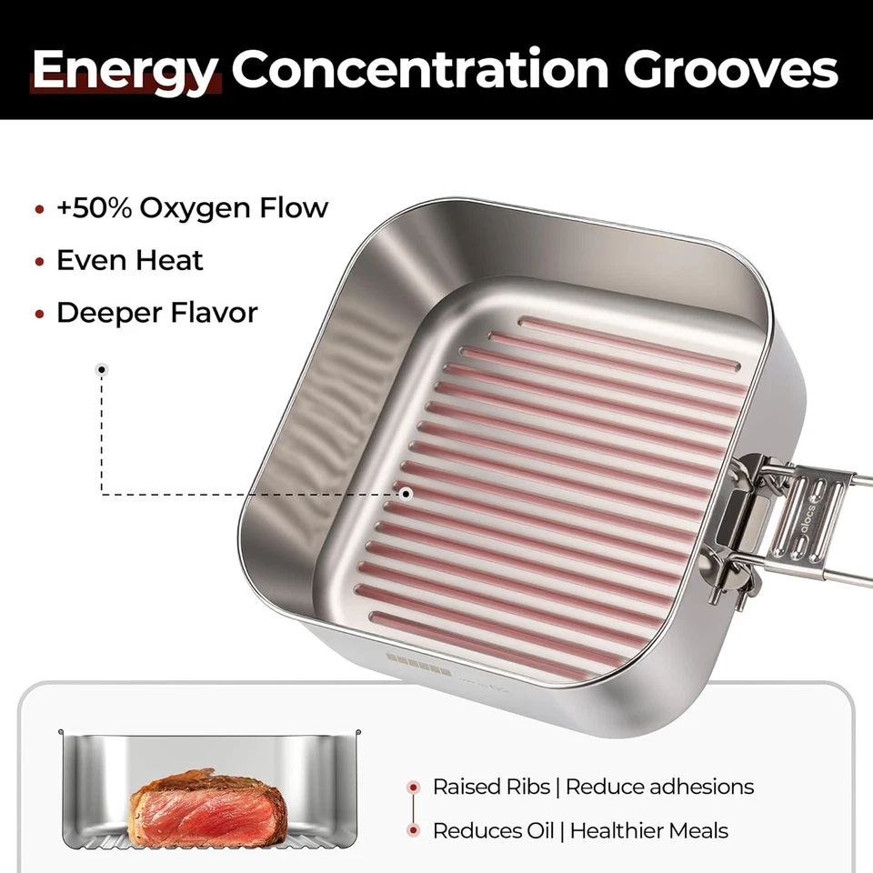 Juego de utensilios de cocina de camping ALOCS, olla de acero inoxidable, sartén antiadherente de 7 pulgadas, portátil  Foto 2 de 4