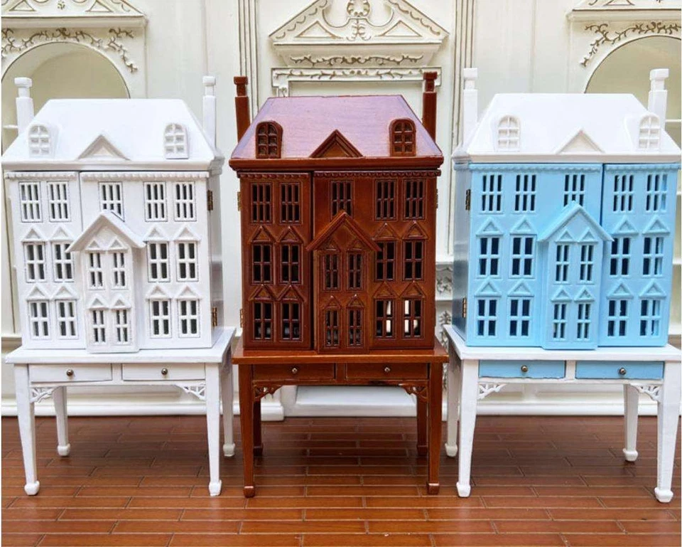 Juego de mini casa de muñecas de secuoya 1:12 - vitrina de villa y ornamento de estantería Foto 4 de 4