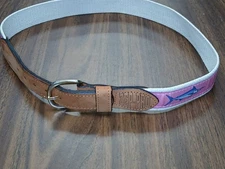 Zep-Pro Swordfish Embroidered Belt Solid Brass Buckle Size 28