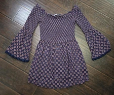 Wyld Hart Womens Stretchy Peasant Bell Sleeve Long Sleeve Top Large