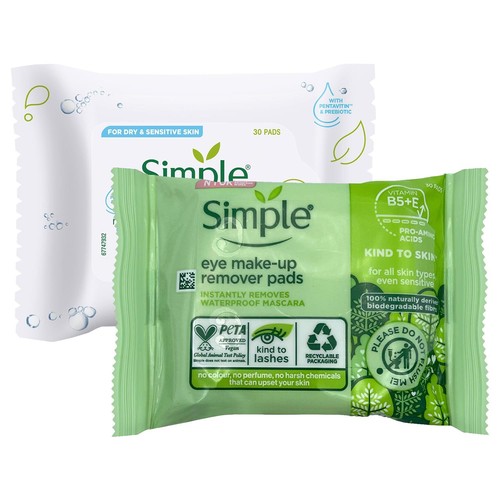 3x 30 Pads Simple Kind to Skin or Micellar Water Boost Eye Make-up Remover Pads - Picture 11 of 20