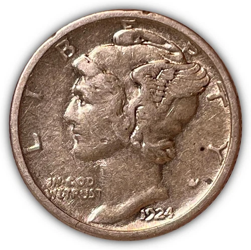 1924-S Mercury Silver Dime Near Extremely Fine XF/VF++ Coin #5697