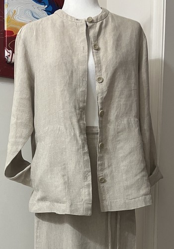 Liz Claiborne 100% Linen Wrap Skirt And Oversized Jacket Set (# 70) - Picture 3 of 11