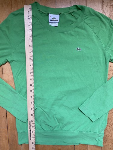 Lacoste Womens 38 Small Lime Green Long Sleeve Crewneck Shirt RN 87651 CA 16998 | eBay