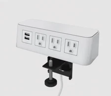 BYRNE Burele 3-Power Outlet & 2-USB Charging Port Edge Mount Clamp