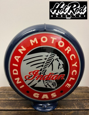 INDIAN MOTORCYCLE GAS Reproduction 13.5'' Gas Pump Globe - (Dark Blue Body)