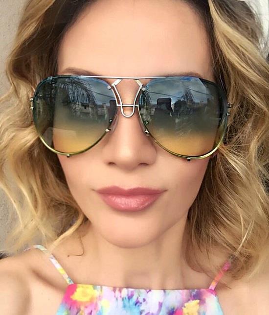 Retro Large Ocean Gradient Lens Aviator Metal Posche Sexy Design