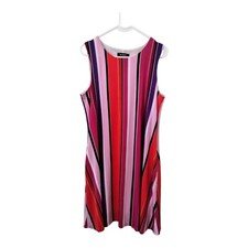 Nine West Women's Striped Lagenlook MIDI Dress W Pockets Size 12