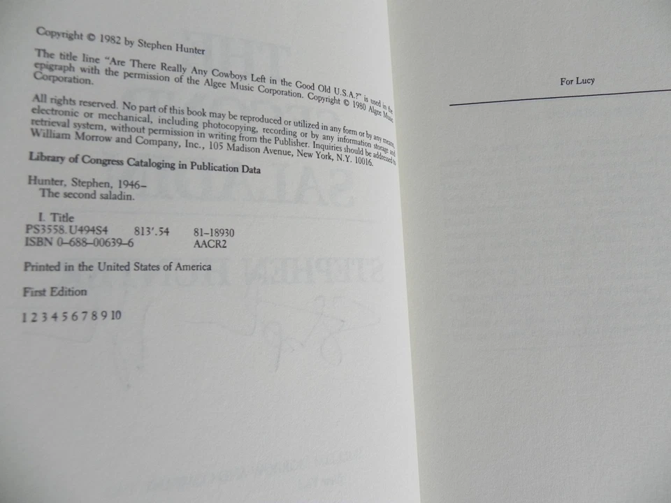 SIGNED Second Saladin by Stephen Hunter Stated 1st Edition 1st Printing HC Foto 4 de 4