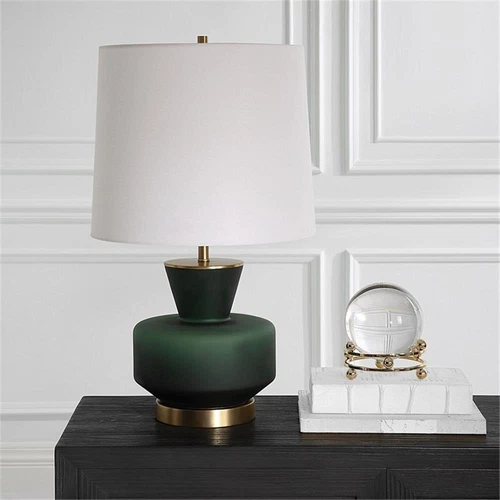 Uttermost Trentino 1-Light Glass & Fabric Table Lamp in White/Emerald Green - Picture 6 of 6