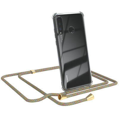 Für Huawei P30 Lite Hülle mit Kette Band Seil Handy Soft Case zum Umhängen Bunt