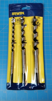 Irwin 3 Piece 1/4'', 3/8'', and 1/2'' Solid Center Auger Bits 49999