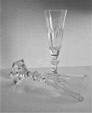 Two Ajka Crystal /Cristal de Paris Eminence Champagne Flute Glasses, No Stamp