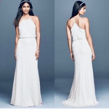 Beaded Blouson Halter Wedding Gown