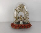 Antique bridal Victorian Oval Hand Blown Glass Dome Vieux Paris Madonna wreath g