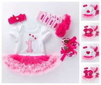 New 1st Birthday Dress For Baby Girl Heart Pink Tutu Skirt Party Kids Clothes