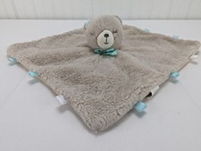 Kellytoy Gray Teddy Bear Lovey Baby Security Blanket Unisex 13.5" Rattle