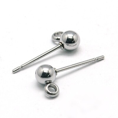 20 pcs 304 stainless steel earring studs with loop jewelry making earrings