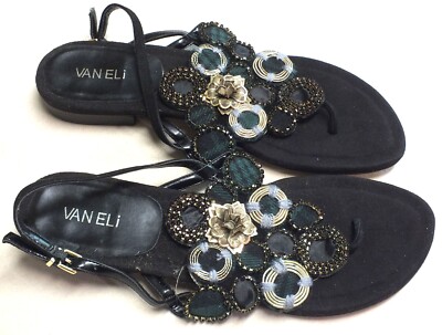 Vaneli Black Women's  Shoes Sandals/Flats Leather Sz. 10M