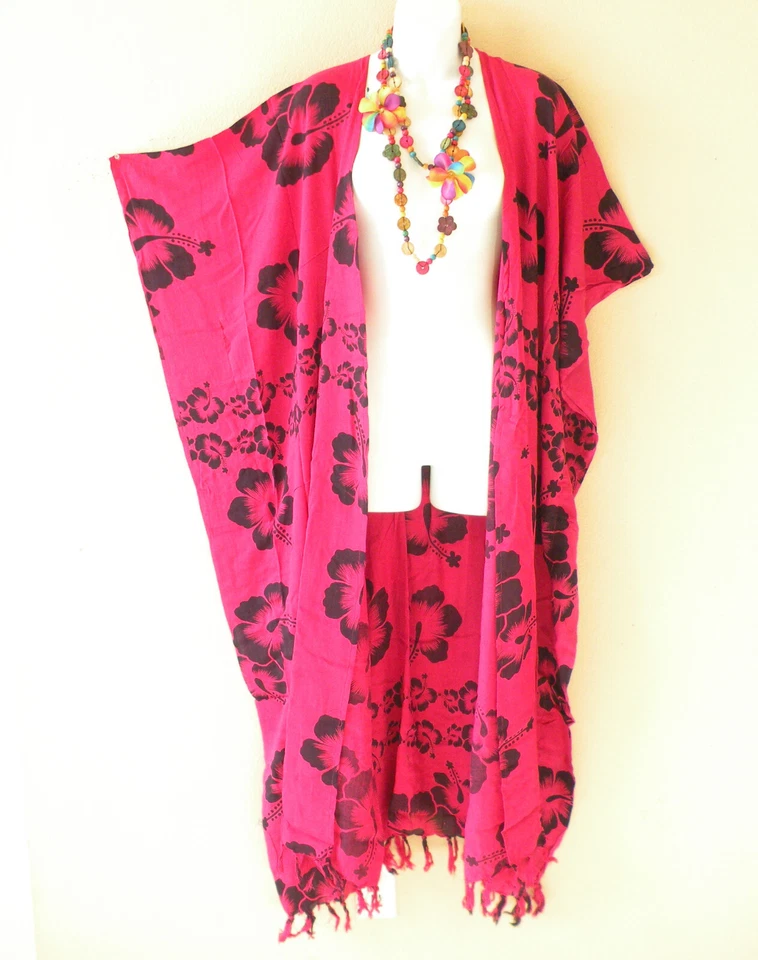 Cardigã Batik rosa CD504 espanador Kaftan Batwing Plus jaqueta hippie - até 5X