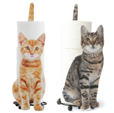 HD Cute Tabby Cat Toilet Paper Holder Rack Bathroom Decor Cat Lover Gift Novelty