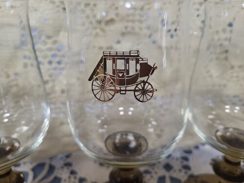 Western Barware Stagecoach Glasses Vintage Stemware Goblets Set of 4 - Picture 2 of 7