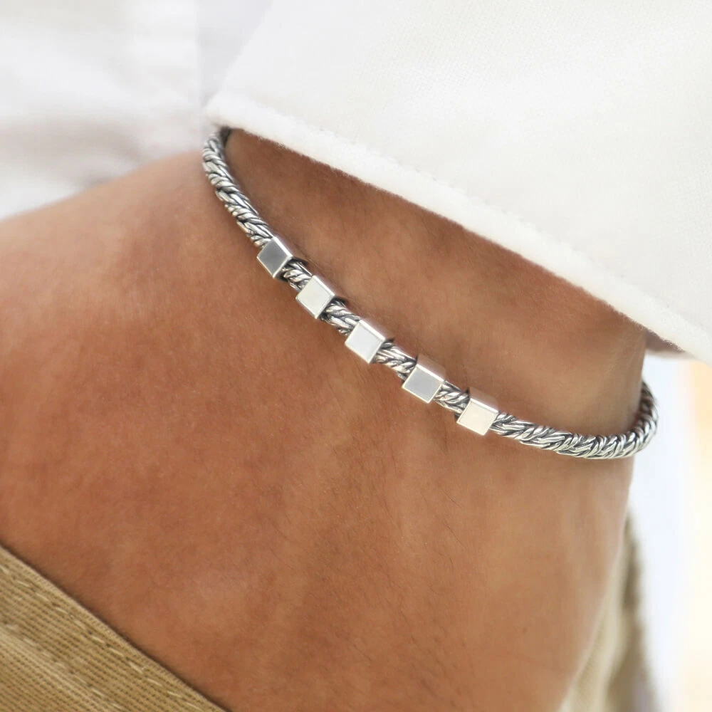 Men's Handmade Sterling Silver Chain Bracelet - Currents | NOVICA