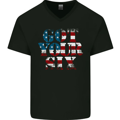 USA Ive Got Your Six American Flag Army Herren T-Shirt V-Ausschnitt Baumwolle