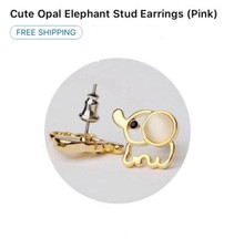 Opal Elephant Studs pink 