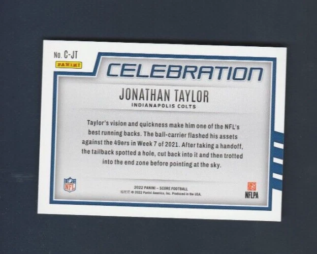 2022 Panini Score Football Celebration # C-JT Jonathan Taylor - Image 2 of 2