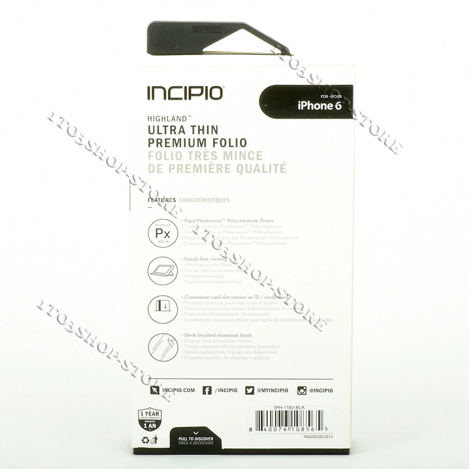 Incipio Highland iPhone 6s iPhone 6 Folio Tarjeta Billetera Estuche con Soporte Cubierta - Negro Foto 2 de 4