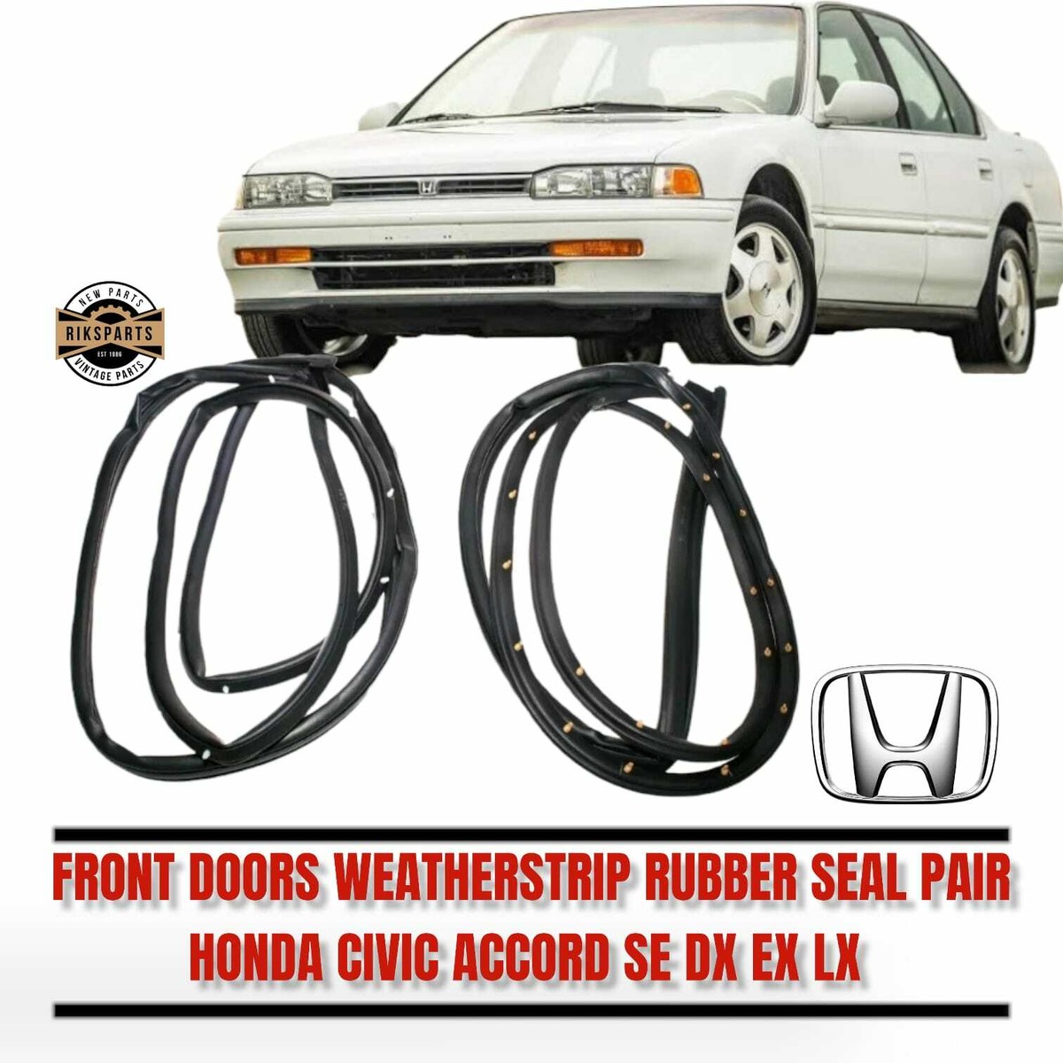 Fit 1990-1993 Honda Accord SE DX EX LX Front Doors Weatherstrip