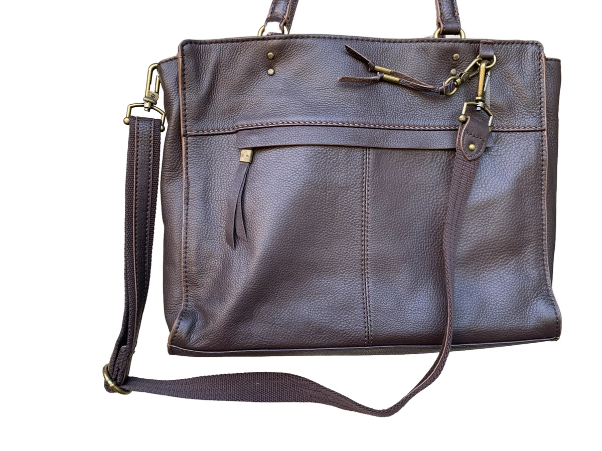 The SAK Alameda Brown Pebbled Leather Convertible Tote Bag Satchel Crossbody