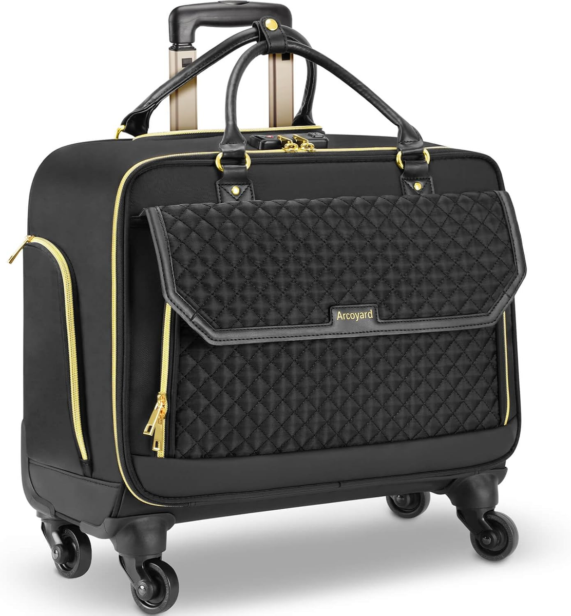 Rolling Laptop Bag, Briefcase for Women and Men with Spinner