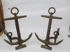 Vintage Rostand Anchor Nautical Décor Andirons Firedogs 506N