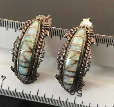 Signed Vintage Native American Navajo Sterling Silver Hoop Earrings Signed Vintage Native American Navajo Sterling Silver Hoop Earrings