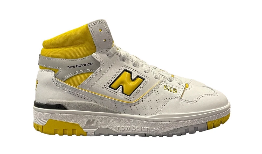 New Balance 650R scarpa da ballo uomo taglia 10 casual retrò bianco giallo sneaker