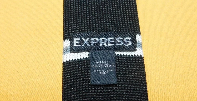 EXPRESS 黑色/白色/灰色条纹聚合物平底修身领带-设计领带。 — 第 3/3 张图片