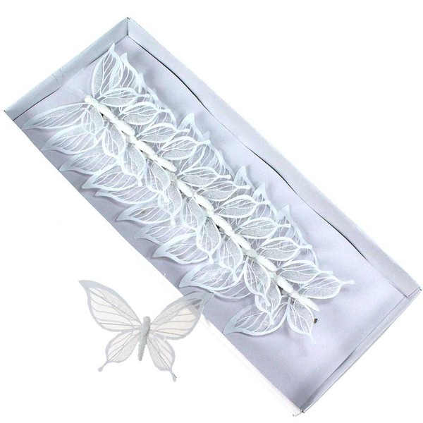 12 Schmetterlinge Weiß Glitzer 15Cm Metallclip Klammer Deko Butterfly FrüHling-image