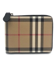 BURBERRY Bi fold Wallet Check Beige Authentic From Japan